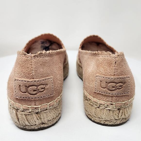 UGG Australia Heidi Espadrille Women 7 Pink Suntan Suede Geometric Perforated - Picture 7 of 14
